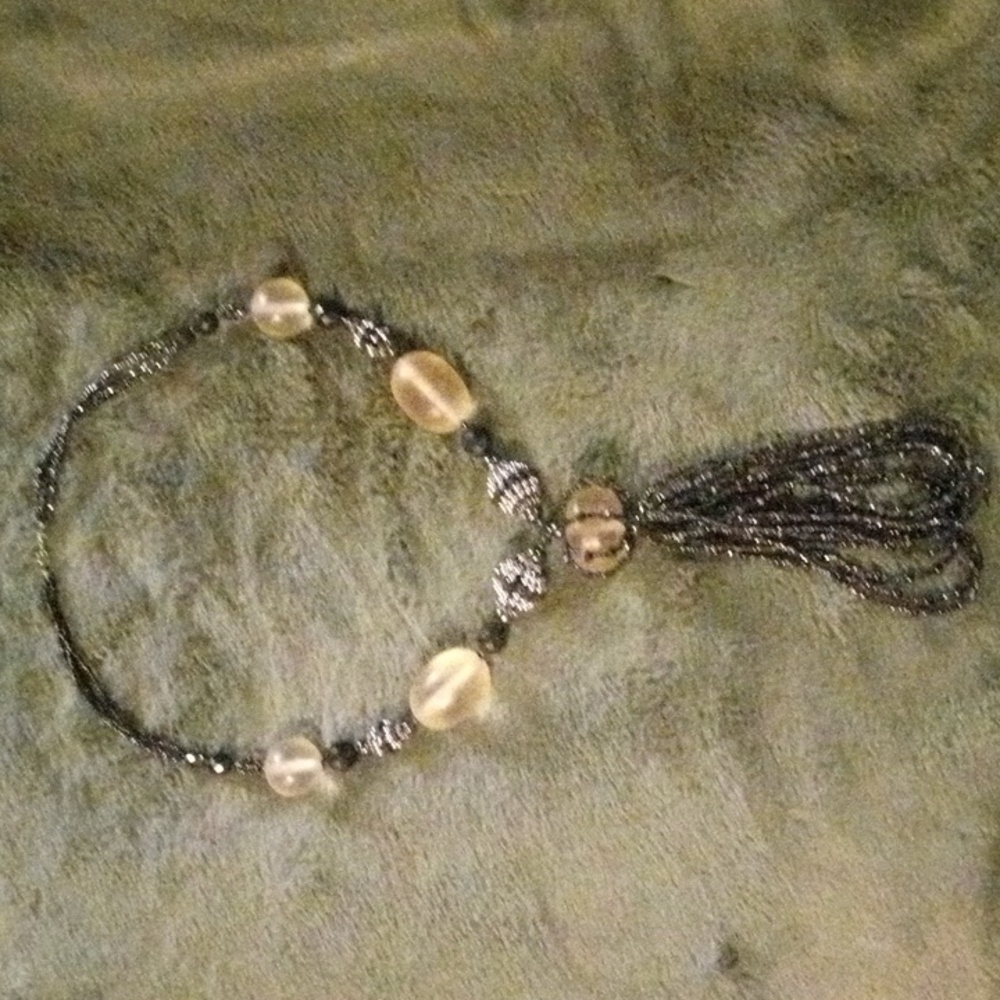 Black and Silver Crystal Beaded Necklace